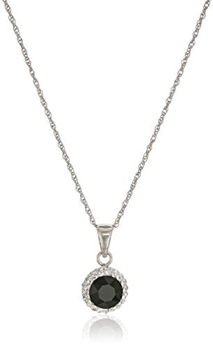 Sterling Silver Swarovski Crystal Halo Pendant Necklace, Black, 18