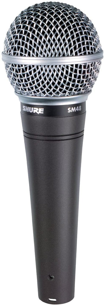 Shure SM48 Cardioid Dynamic Vocal Microphone with Shock-Mounted Cartridge, Steel Mesh Grille and IntegralPop Filter, A25D Mic Clip, Storage Bag, 3-pin XLR Connector, No Cable Included (SM48-LC)