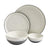 Gibson Elite Rhinebeck Round Reactive Glaze Double Bowl Stoneware Dinnerware Set, Service for Four (16pcs), White and Black