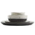 Gibson Elite Rhinebeck Round Reactive Glaze Double Bowl Stoneware Dinnerware Set, Service for Four (16pcs), White and Black