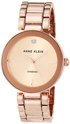 Anne Klein Women's AK/1362RGRG Rose Gold-Tone Diamond-Accented Bracelet Watch