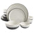 Gibson Elite Rhinebeck Round Reactive Glaze Double Bowl Stoneware Dinnerware Set, Service for Four (16pcs), White and Black