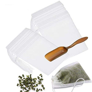 Tea Filter Bags with Free Tea Spoon, Safe & Natural Material, Disposable Tea Infuser for Loose Leaf Tea, Coffee, Spice, Herbs (300 PCS)