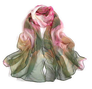 Scarfs for Women Lightweight Print Floral Pattern Scarf Shawl Fashion Scarves Sunscreen Shawls, Green, 16050CM