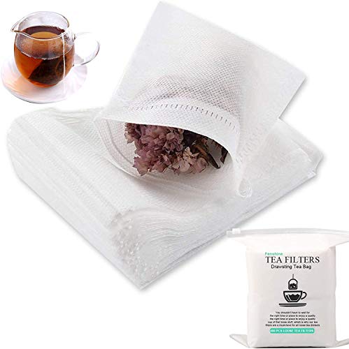 400 Pcs Disposable Tea Filter Bags Empty Cotton Drawstring Seal Filter Tea Bags for Loose Leaf Teal（3.54 x 2.75 inch）