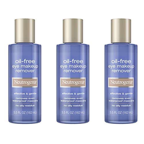 Neutrogena Gentle Oil-Free Eye Makeup Remover & Cleanser for Sensitive Eyes, Non-Greasy Makeup Remover, Removes Waterproof Mascara, Dermatologist & Ophthalmologist Tested, 3 x 5.5 fl. oz