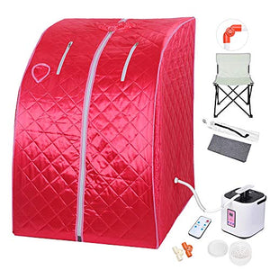 AW Portable Large Chair Red Personal Therapeutic Steam Sauna SPA Slim Detox Weight Loss Home Indoor