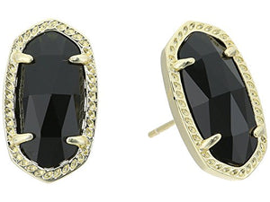 Kendra Scott Ellie Stud Earrings for Women, Fashion Jewelry, 14k Gold-Plated, Black Opaque Glass