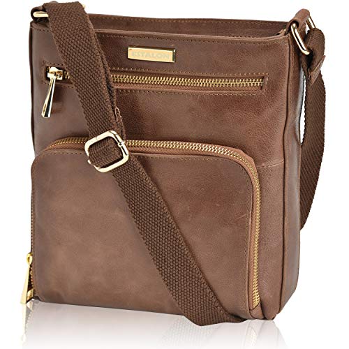 Crossbody Bags for Women - Tan Real Leather Small Vintage Over the Shoulder Bag