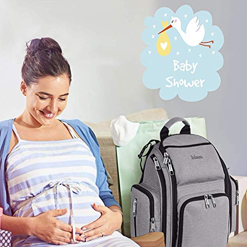 Diaper Bag Backpack, Large Multifunction Waterproof Travel Baby Nappy  Changing Bag for Dad Mom with Insulated Pockets, Changing Pad, Stroller  Straps, Mancro Maternity Baby Bag for Boys Girls, Grey Austere Grey