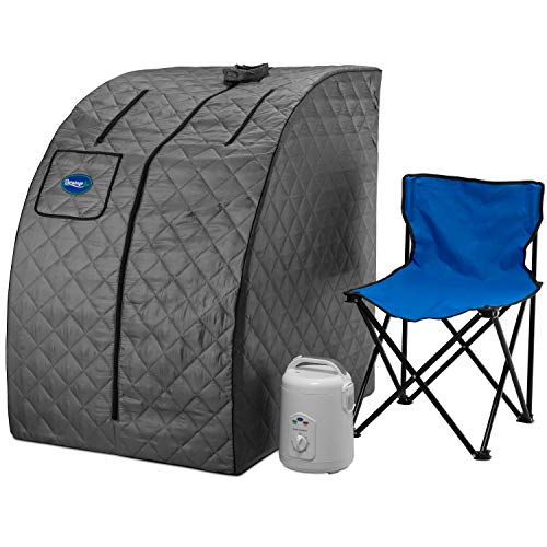 Durasage Lightweight Portable Personal Steam Sauna Spa for Weight Loss, Detox, Relaxation at Home, 60 Minute Timer, 800 Watt Steam Generator, Chair Inlcuded - Gray