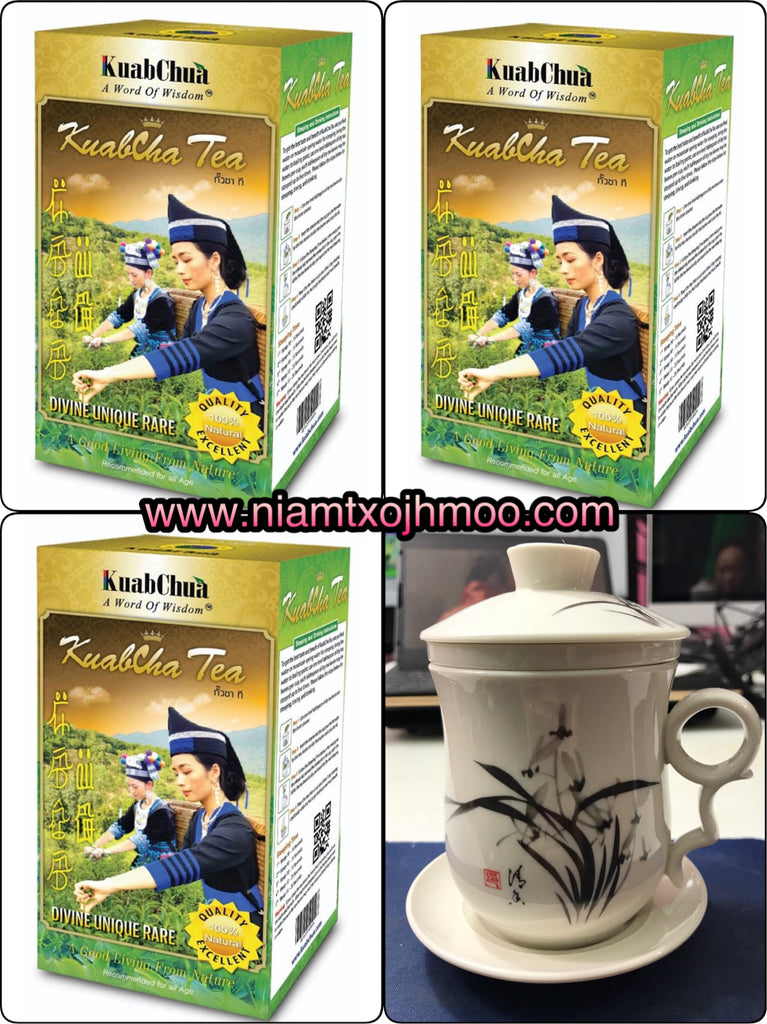 KuabCha Tea with Black Bamboo Flower Teacup Set