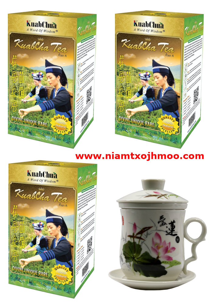 KuabCha Tea with Painted Pink Lotus Teacup BUNDLE